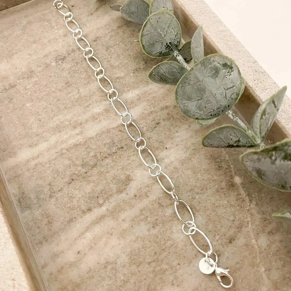 925 Sterling Silver Oval Link Bracelet Dainty Bracelet Round Circle Link Chain - Picture 4 of 5